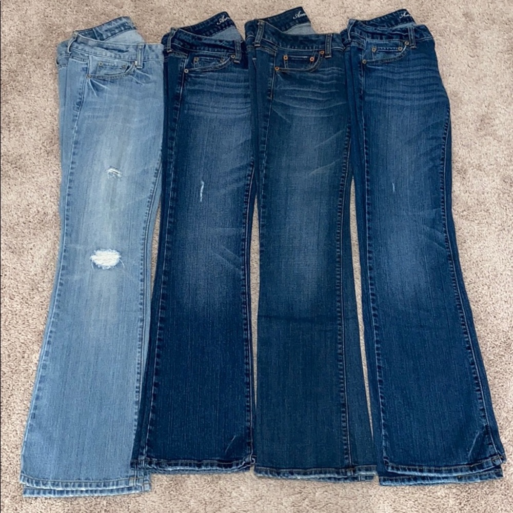 Four pairs of American Eagle Jeans